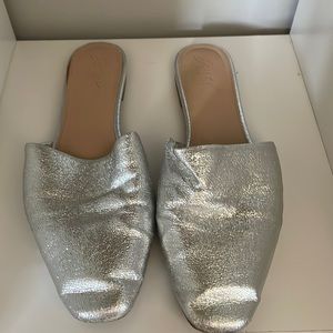 Badgley Mischka Silver Mules